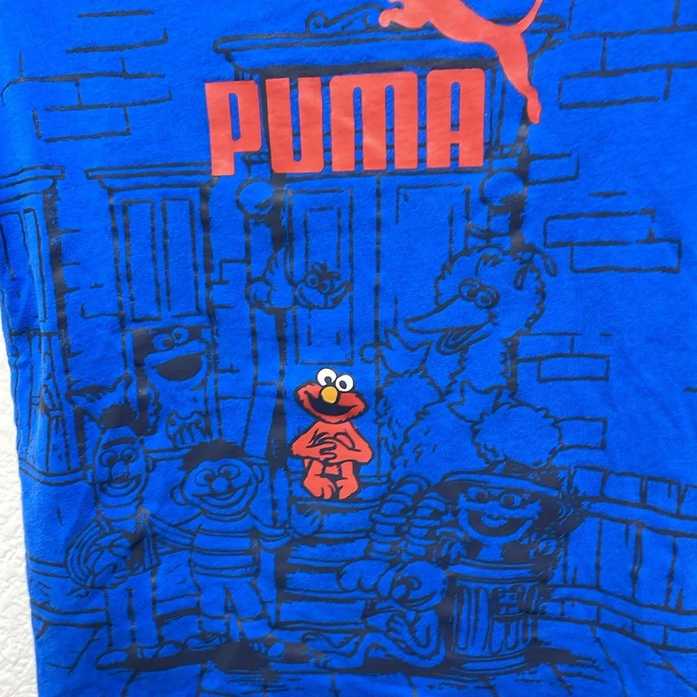 Puma Sesame Street Elmo Kids Blue Graphic T-Shirt Size 2T
